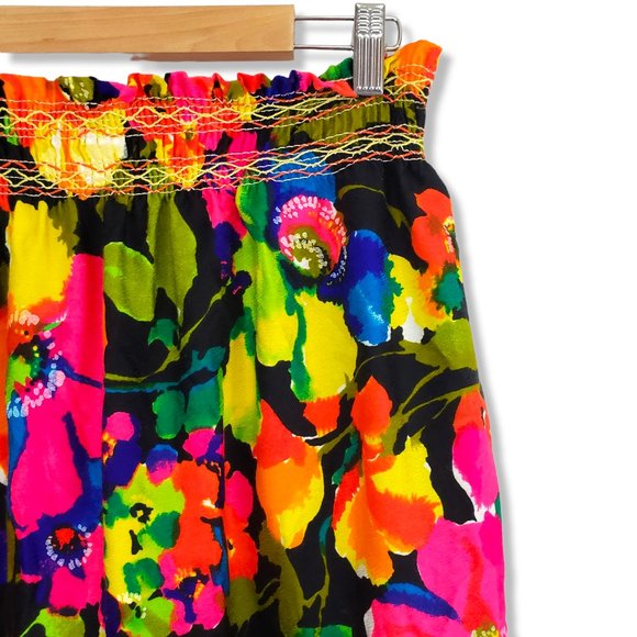 Vintage 60's/70's Vibrant Multicolored Floral Print A-line Maxi Skirt Large - Picture 4 of 8